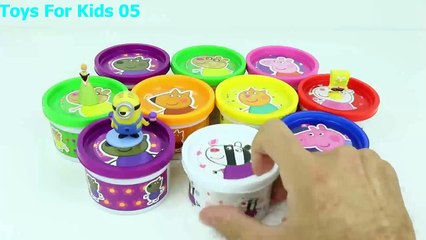 Learn Colors ♫ Peppa Pig Cans ♫ Play Doh Surprise Educational ♫ Finger Family Nursery Rhymes