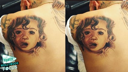 Chris Brown Tattoos Picture Of Royalty On His Back