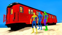 COULEURS Spiderman TRAIN PARTY & COLORS SUPER CARS drôle vidéo pour les enfants Comptines Chansons