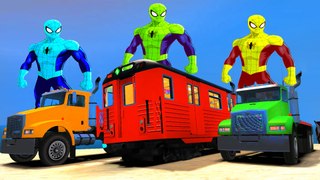 Spiderman camions et les trains EPIC TRUCK PARTY drôle Superhero et Comptines Chansons