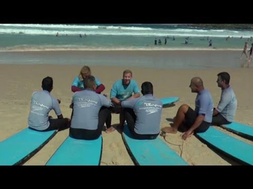 Surfing therapy for refugees