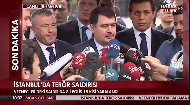 Vali Vasip şahin açıklaması İSTANBUL beyazıt veznecilerde polis aracına bombalı saldırısı