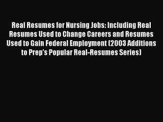 Скачать видео: READbook Real Resumes for Nursing Jobs: Including Real Resumes Used to Change Careers and Resumes