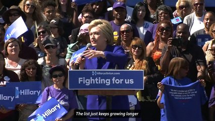 Clinton denounces Trump for using 'demagoguery'