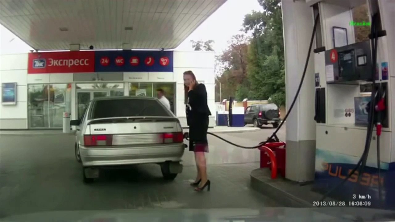 Double Fail When Woman Visits Gas Station