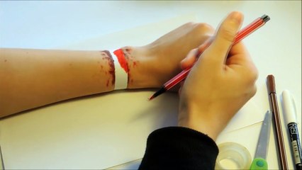 3D Trick Horror Art - The Handless Guy Drawing