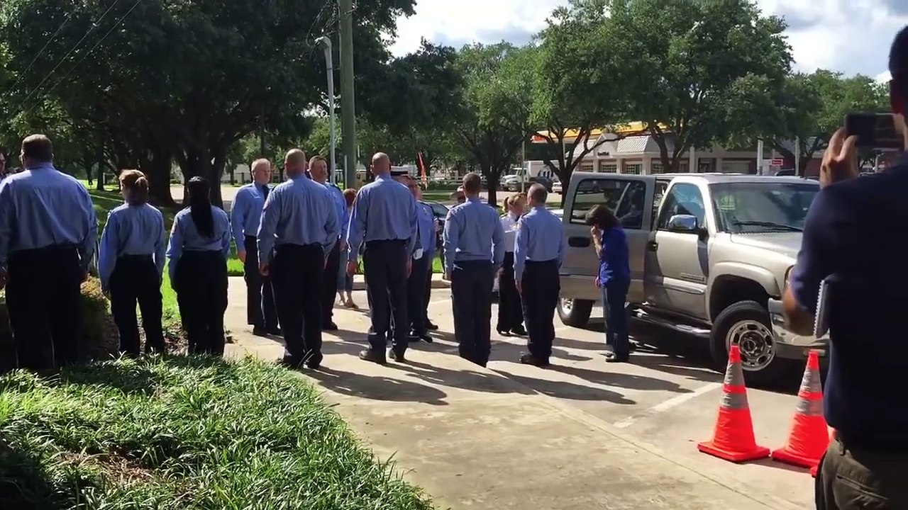 Exit of the final 9 11 search and rescue dog Cy Fair TX Fire Department