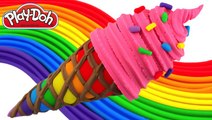 Play-Doh How to Make a Rainbow Waffle Cone with Pink Ice Cream * Creative Fun RainbowLearning