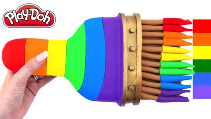 Learn Colors with Giant Play-Doh Rainbow Paintbrush * Peppa Pig & Surprise Toys RainbowLearning