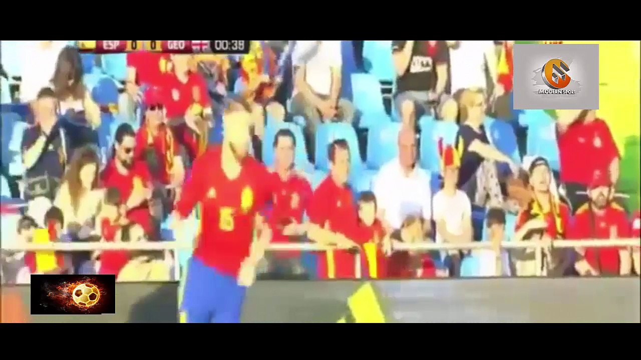 ملخص مباراة أسبانيا وجورجيا 0-1 مباراة ودية 7-6...