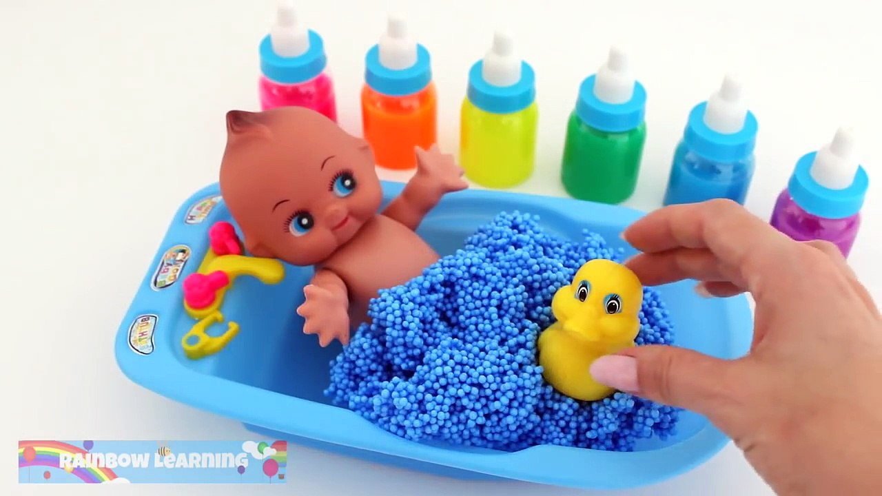 Baby Doll Bathtime Learn Colors Clay Slime & Fo...