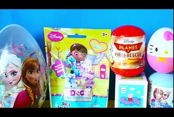 Download Video: Giant Surprise Egg Disney Frozen Princess Doc McStuffins Peppa Pig Hello Kitty Planes