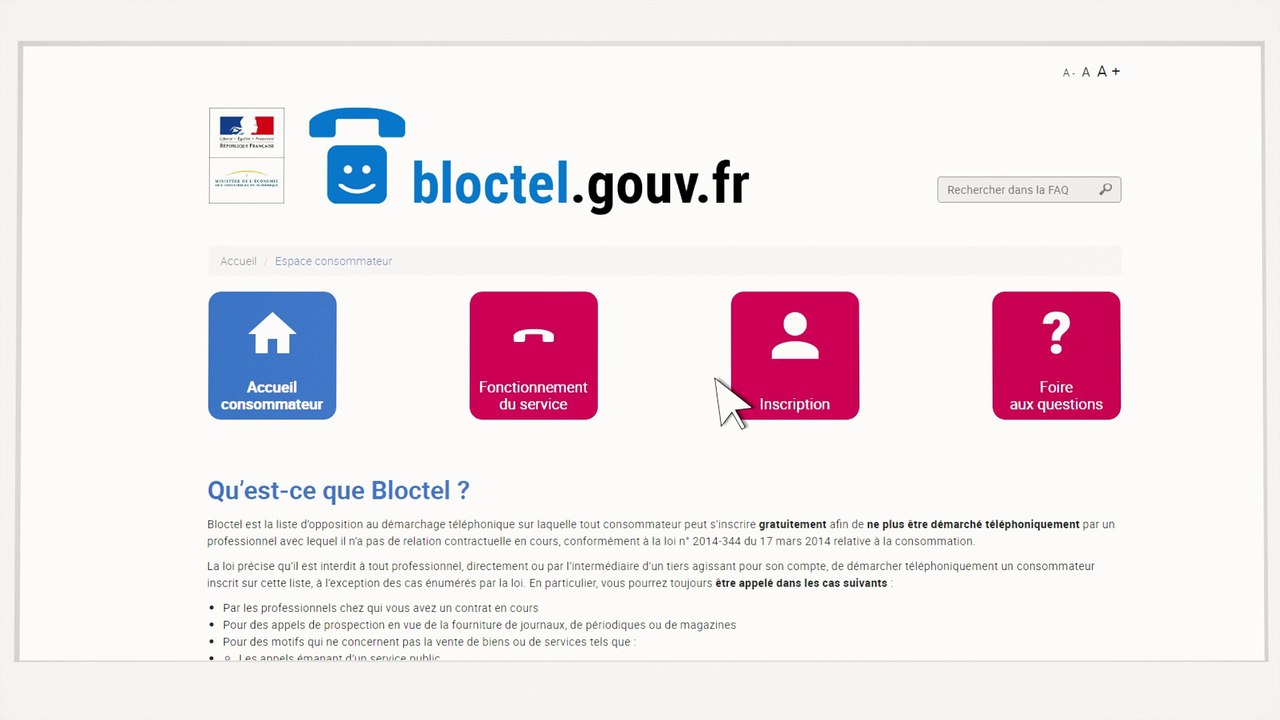 Comment s’inscrire sur www.bloctel.gouv.fr ?