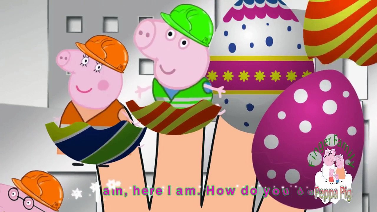 Peppa Pig Finger Family Song - Peppa Pig Buidler Magical Surprise Eggs - Kids Songs