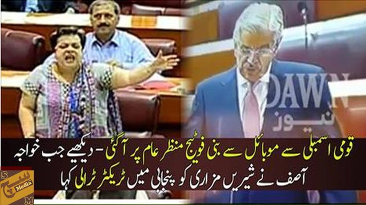 Mobile Camera video - "Someone make this tractor trolley keep quiet". Khawaja Asif taunts Shireen Mazari