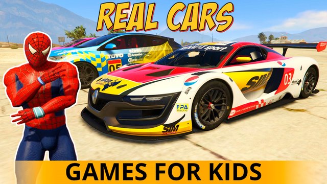 REAL COLOR CARS w Venom Spiderman Cartoon for Kids & Children Nursery Rhymes Songs with Action