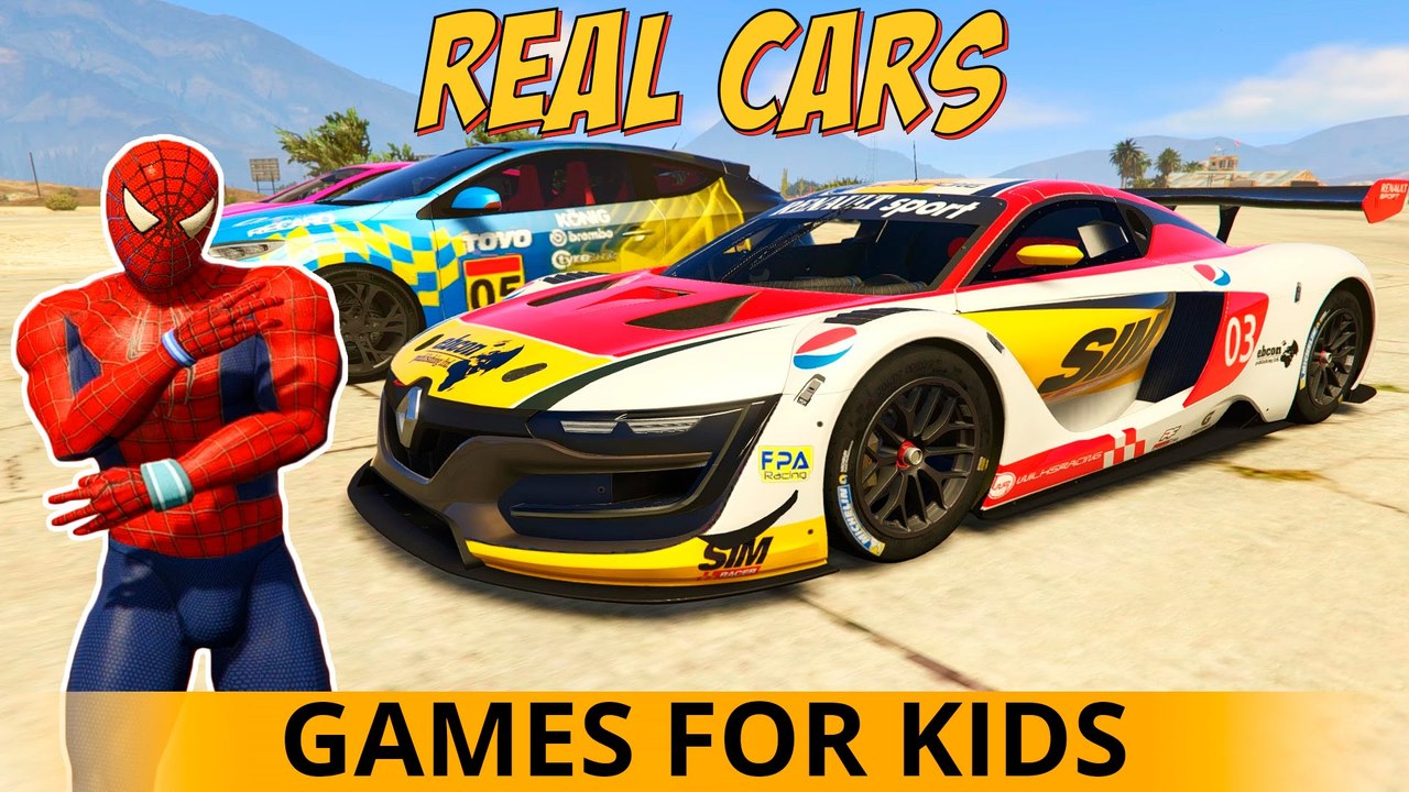 REAL COLOR CARS w Venom Spiderman Cartoon for Kids & Children Nursery Rhymes Songs with Action