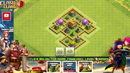 Clash of Clans Town Hall 5 Defense (CoC TH5) BEST Trophy Base Layout Defense Strategy