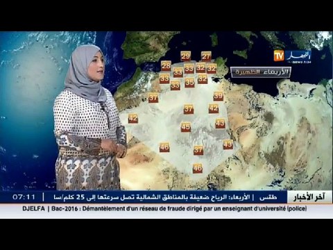 الأحوال الجوية أحوال الطقس ليوم الأربعاء 08 جوان 2016