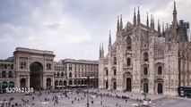 Duomo And Piazza Del Duomo In Milan Italy - [ Stock Video ]