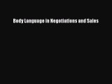 READbook Body Language in Negotiations and Sales FREE BOOOK ONLINE