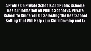 Read Book A Profile On Private Schools And Public Schools: Basic Information on Public School