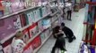 Possessed woman drops to knees and lets out blood-curdling scream as supermarket shopper