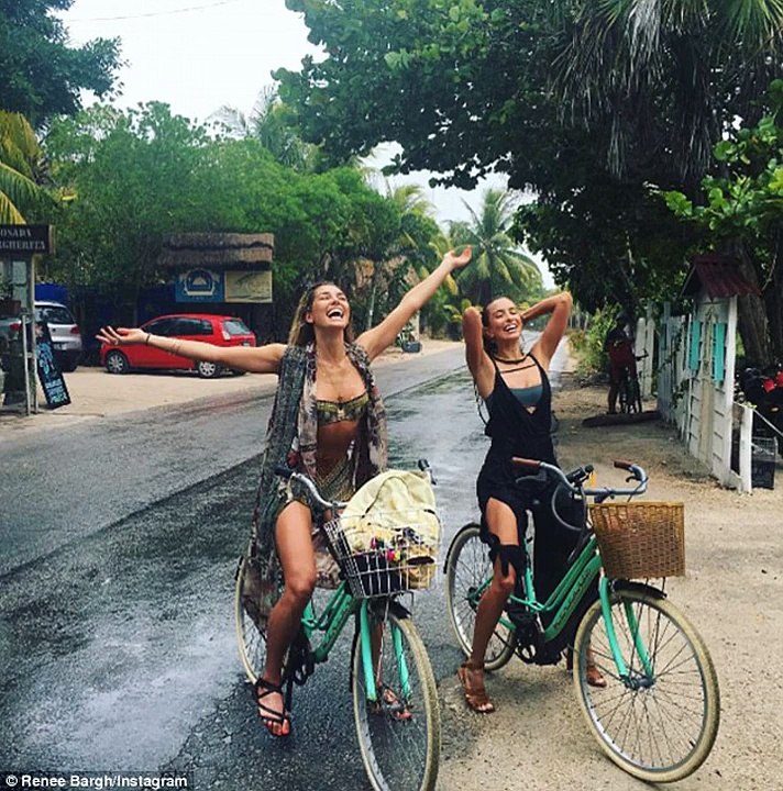 Ashley Hart shows enviable bikini body lifts leg head whilst enjoying yoga pal Renee Bargh