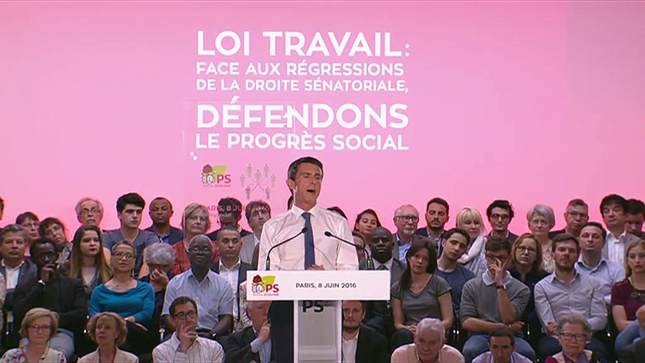 Intervention de Manuel Valls lors du meeting "Loi Travail : Défendons le progrès social" du 8 juin 2016