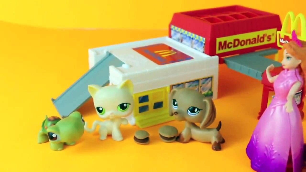 LPS Cafe with Disney Frozen Anna Magic Clip Doll Littlest Pet Shop Play Doh Food DisneyCarToys