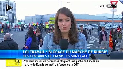 Plusieurs centaines d'opposants à la loi Travail bloquent l'entrée principale du marché international de Rungis