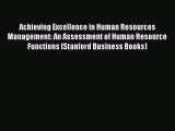 PDF Achieving Excellence in Human Resources Management: An Assessment of Human Resource Functions