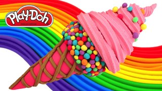 Play-Doh How to Make a Candy Waffle Cone with Pink Ice Cream * Play Dough Art * RainbowLearning