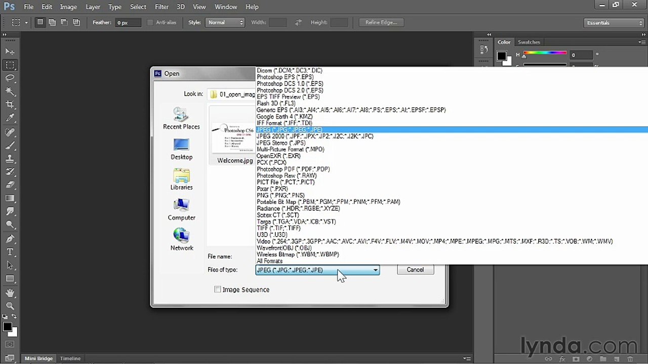 Photoshop CS 6 tutorial | 1-4 Opening an image from Photoshop or Bridge