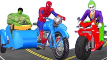 SuperHeroes drôles de cinéma | Spiderman Hulk Sidecar Bike | Joker Chasing échoue Compilation Et Rhymes