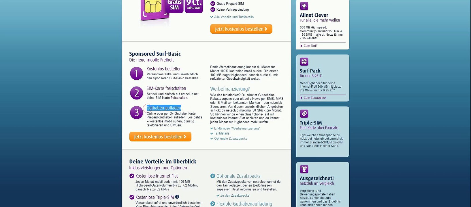 netzclub - Kostenlose Prepaid SIM Karte mit Internet-Flat