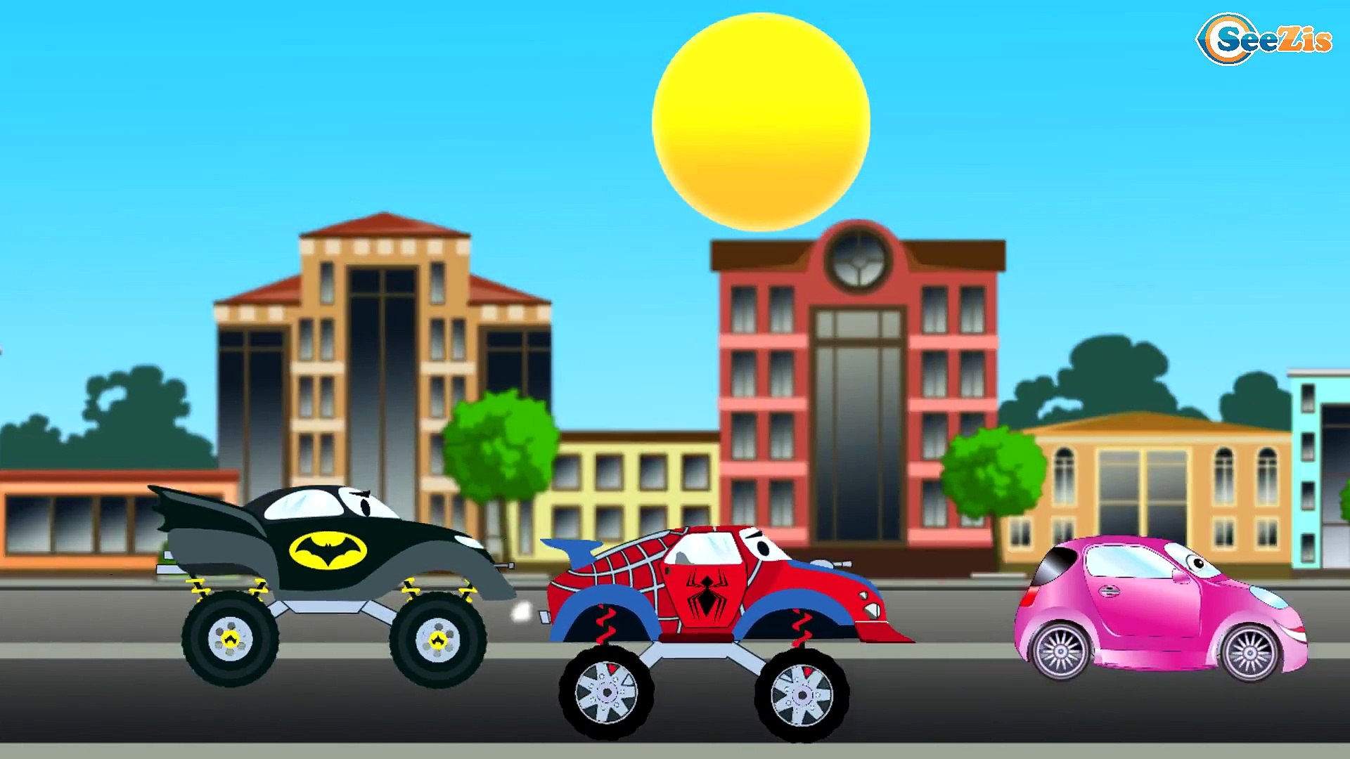 SuperHeroes Monster Trucks for kids - Spiderman Truck vs Batman Truck –  Video for children – Видео Dailymotion