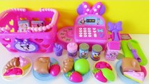 Minnie Mouse bowtastic cash register shopping basket velcro cutting fruit food kitchen accessory Play Doh & Kinder Surprise Toy