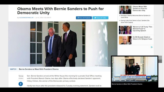 Obama Meets With Bernie Sanders to Push for Democratic Unity