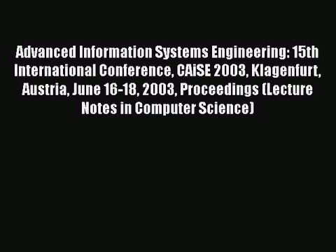 [PDF] Advanced Information Systems Engineering: 15th International Conference CAiSE 2003 Klagenfurt