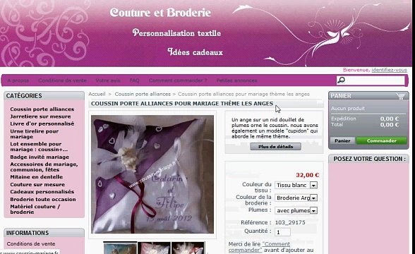 comment commander un coussin porte alliances