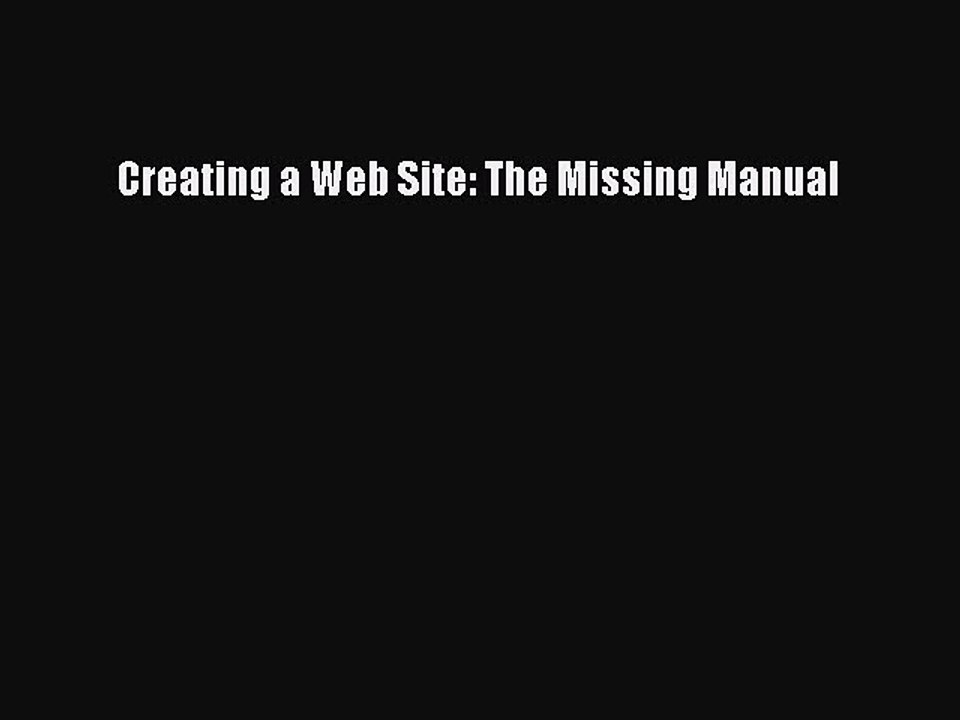 Read Creating a Web Site: The Missing Manual Ebook Free