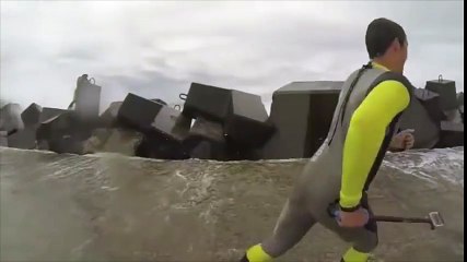 Download Video: Huge Waves Hit Guys on Breakwater