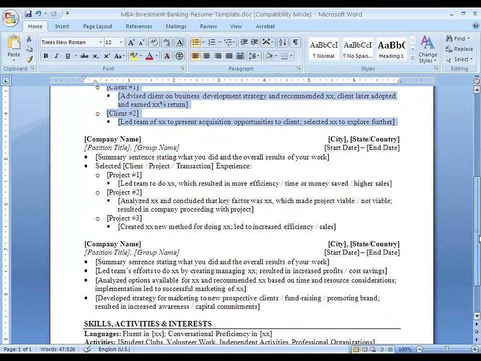Investment Banker Resume Tutorial with Free Template (for Experienced Bankers)