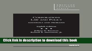 [PDF] Corporations Law and Policy, Materials and Problems (American Casebook Series) Full Colection