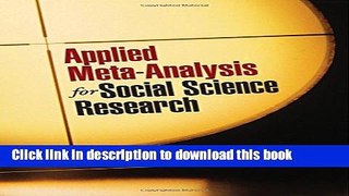 Collection Book Applied Meta-Analysis for Social Science Research