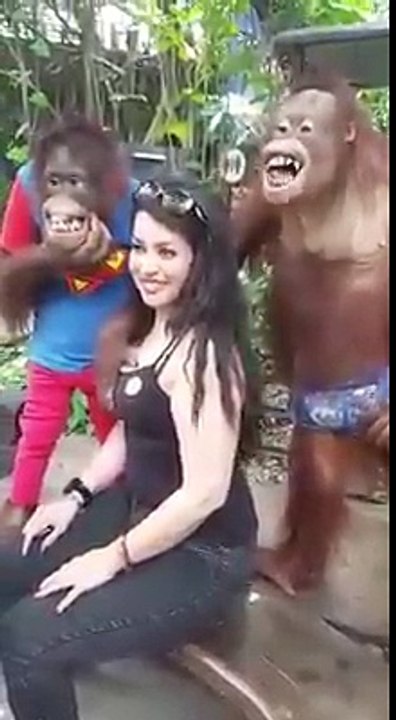 Monkey and girl