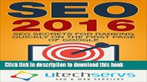 [New] EBook SEO 2016: SEO Secrets For Ranking On The First Page Of Google (SEO Marketing, SEO