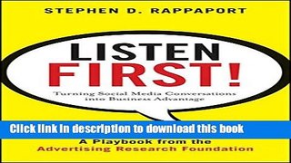 [New] EBook Listen First!: Turning Social Media Conversations Into Business Advantage Free Books