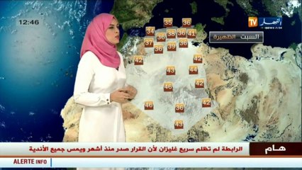 الأحوال الجوية  أحوال الطقس لظهيرة ومساء يوم السبت 20 أوت 2016